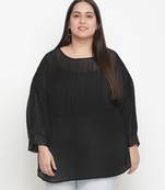 Panaro Solid black plus size women top
