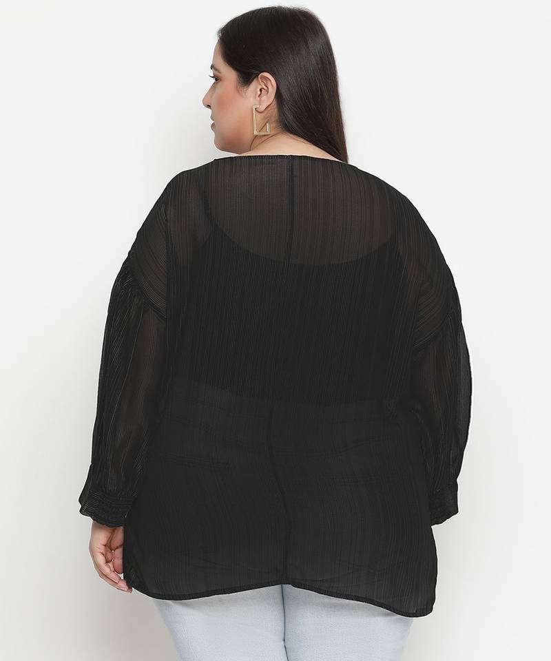 Panaro Solid black plus size women top