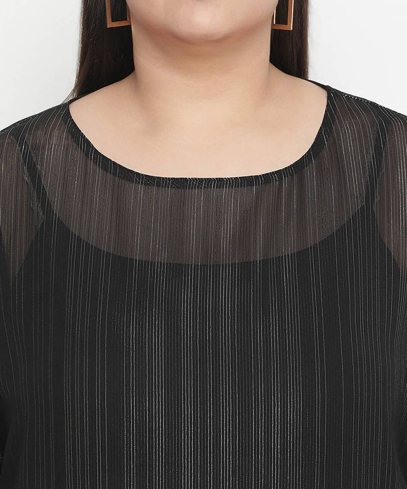 Panaro Solid black plus size women top