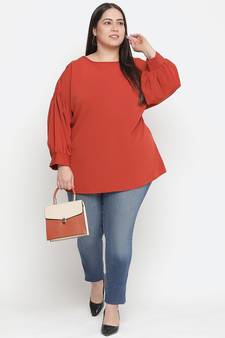 Bronza solid rusted plus size women top