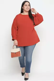 Bronza solid rusted plus size women top