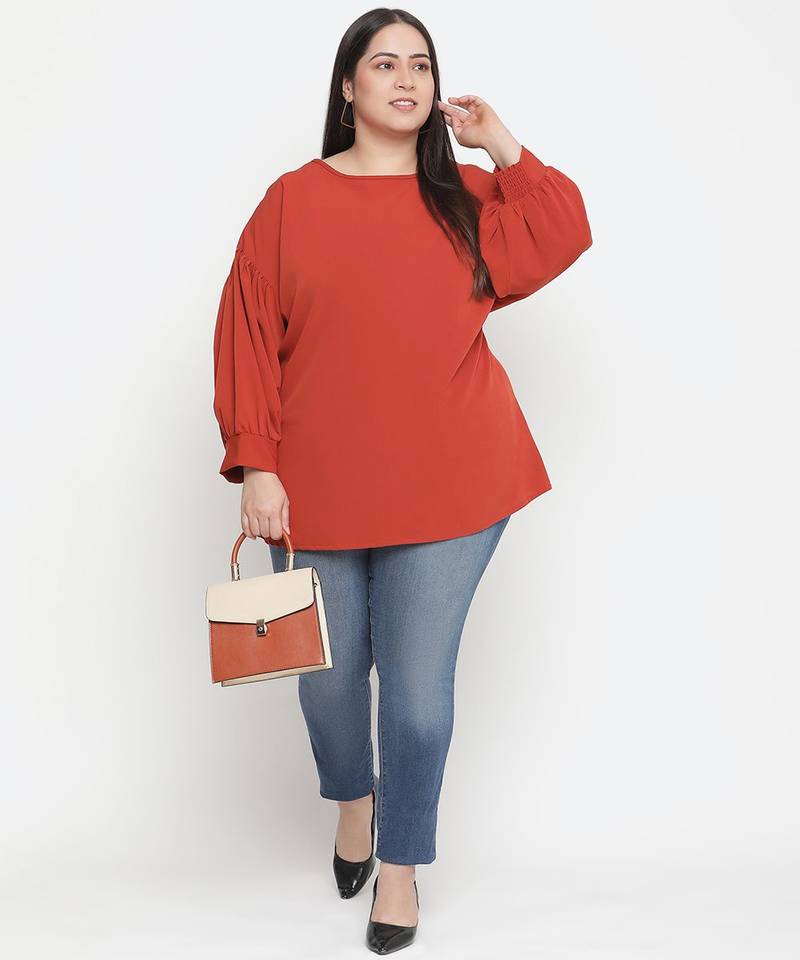 Bronza solid rusted plus size women top