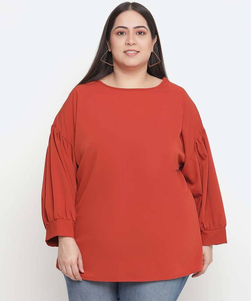 Bronza solid rusted plus size women top