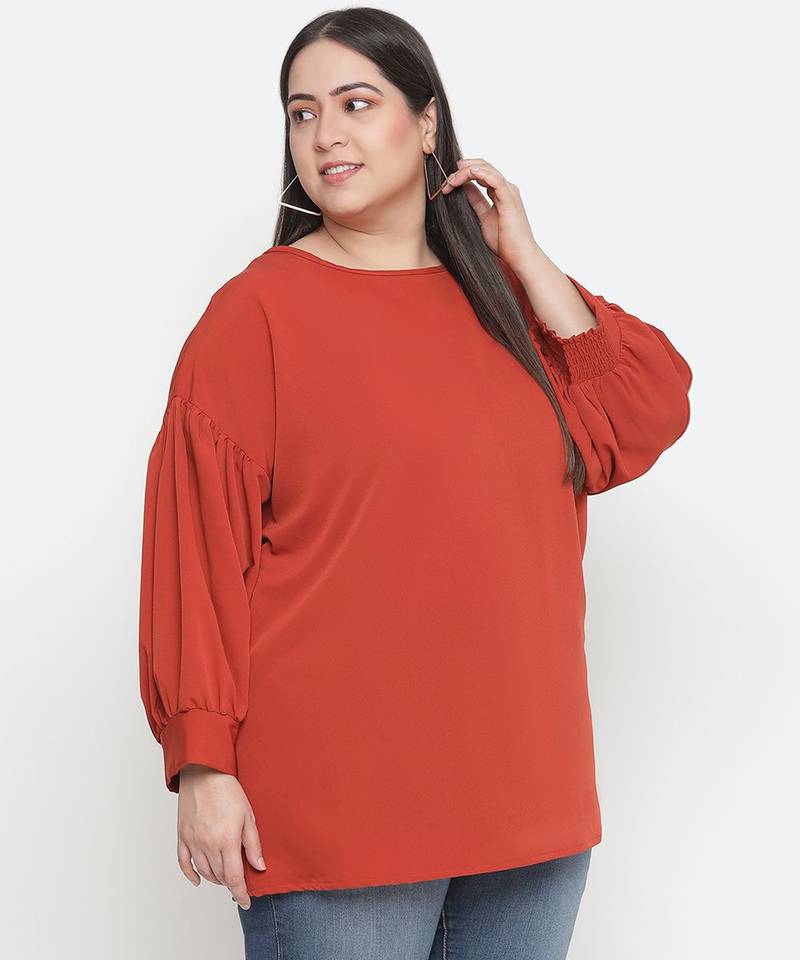 Bronza solid rusted plus size women top