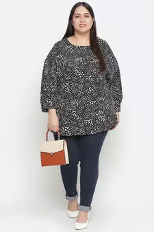 Embargo balck animal print plus size women top
