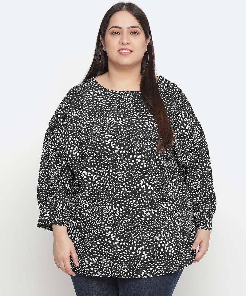 Embargo balck animal print plus size women top