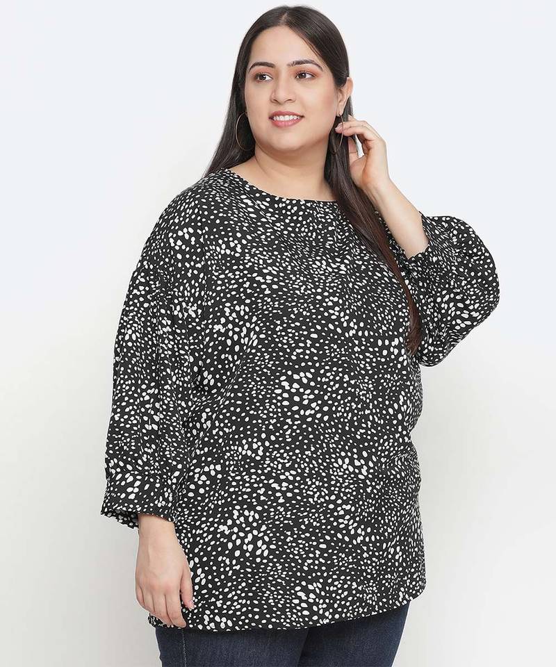 Embargo balck animal print plus size women top
