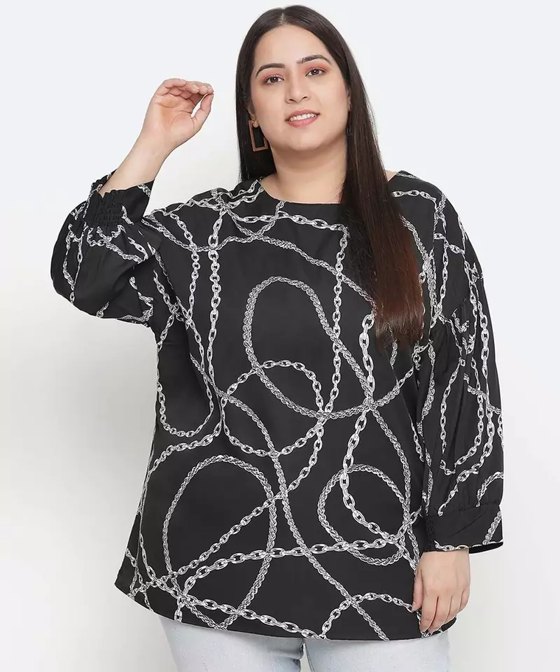 String Pattern print plus size women top