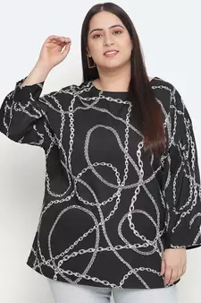 String Pattern print plus size women top