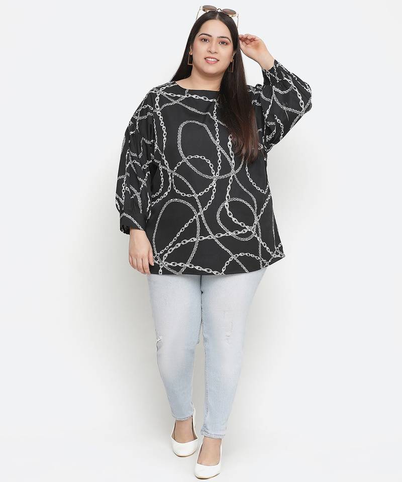 String Pattern print plus size women top