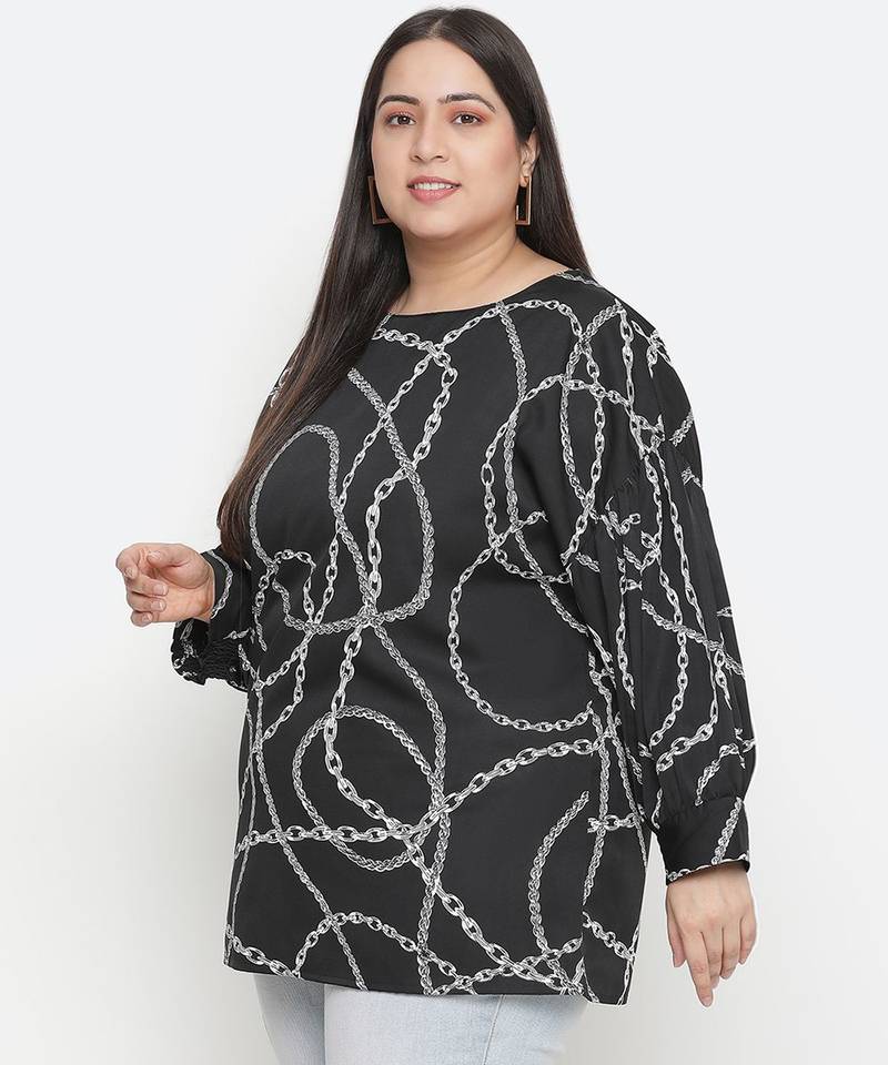 String Pattern print plus size women top