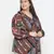 Classy pleated  neck tie knot printed plus size women top