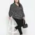 Dressy black animal print pleated neck tie knot plus size women top
