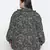 Dressy black animal print pleated neck tie knot plus size women top