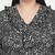 Dressy black animal print pleated neck tie knot plus size women top