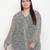 Diamond Grey animal print pleated neck tie knot plus size women top