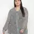 Diamond Grey animal print pleated neck tie knot plus size women top