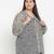 Diamond Grey animal print pleated neck tie knot plus size women top
