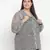 Diamond Grey animal print pleated neck tie knot plus size women top