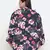 Heavens  blue  Floral print pleated neck tie knot plus size women top