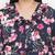 Heavens  blue  Floral print pleated neck tie knot plus size women top