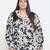 Black & white floral prin t plus size women shirt