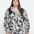 Black & white floral prin t plus size women shirt
