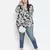 Black & white floral prin t plus size women shirt