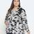 Black & white floral prin t plus size women shirt