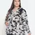 Black & white floral prin t plus size women shirt