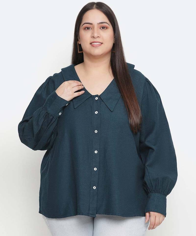 Saffer Green plus size women shirt