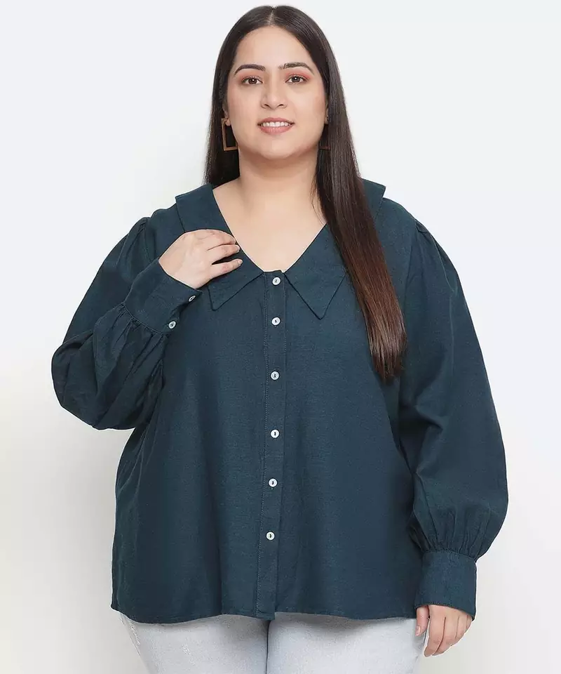 Saffer Green plus size women shirt