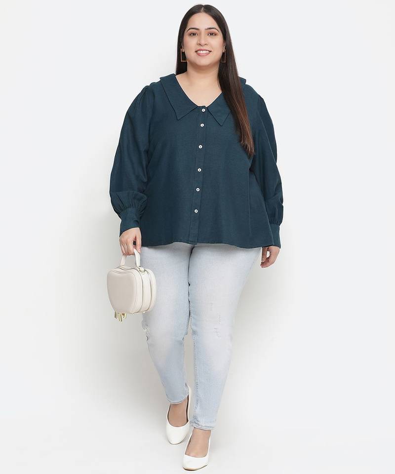 Saffer Green plus size women shirt