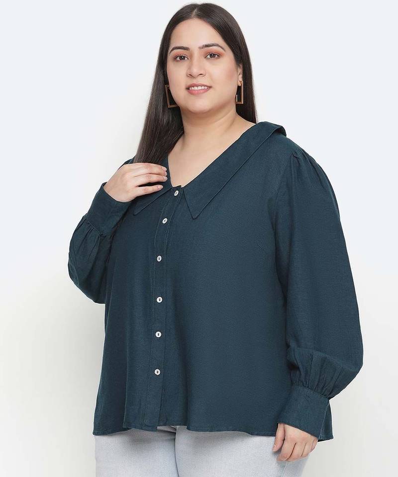 Saffer Green plus size women shirt