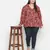 Gorgeous red floral print plus size women shirt