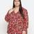 Gorgeous red floral print plus size women shirt