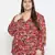 Gorgeous red floral print plus size women shirt