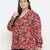 Gorgeous red floral print plus size women shirt