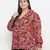 Gorgeous red floral print plus size women shirt