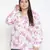 Full of love light pink floral print plus size women shirt