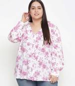 Full of love light pink floral print plus size women shirt