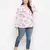 Full of love light pink floral print plus size women shirt