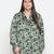 Seemly green  floral print stylish plus size women top