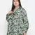 Seemly green  floral print stylish plus size women top