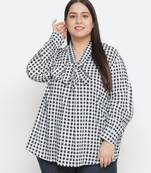 Doring check print stylish plus size women top