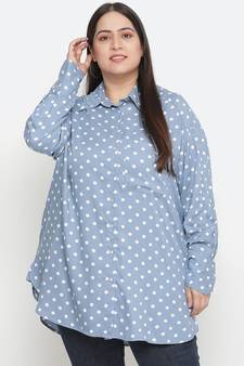 Fashable polka print women plus size shirt