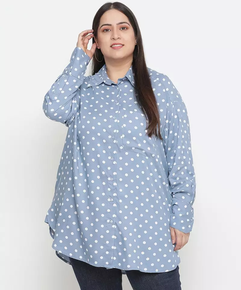Fashable polka print women plus size shirt
