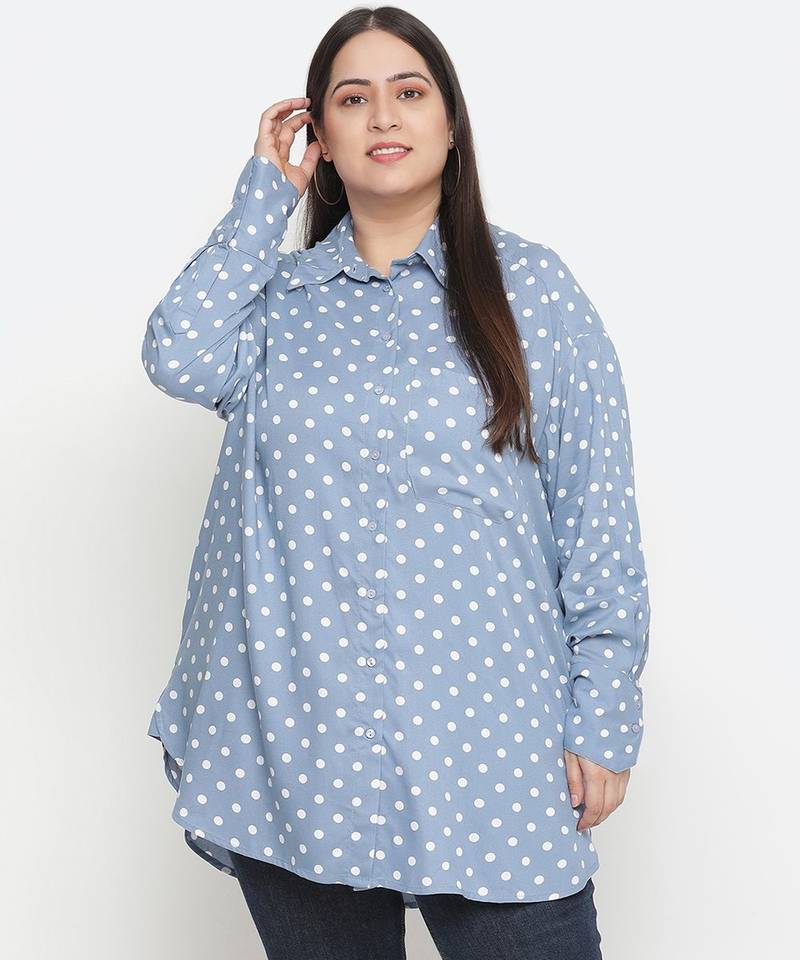 Fashable polka print women plus size shirt