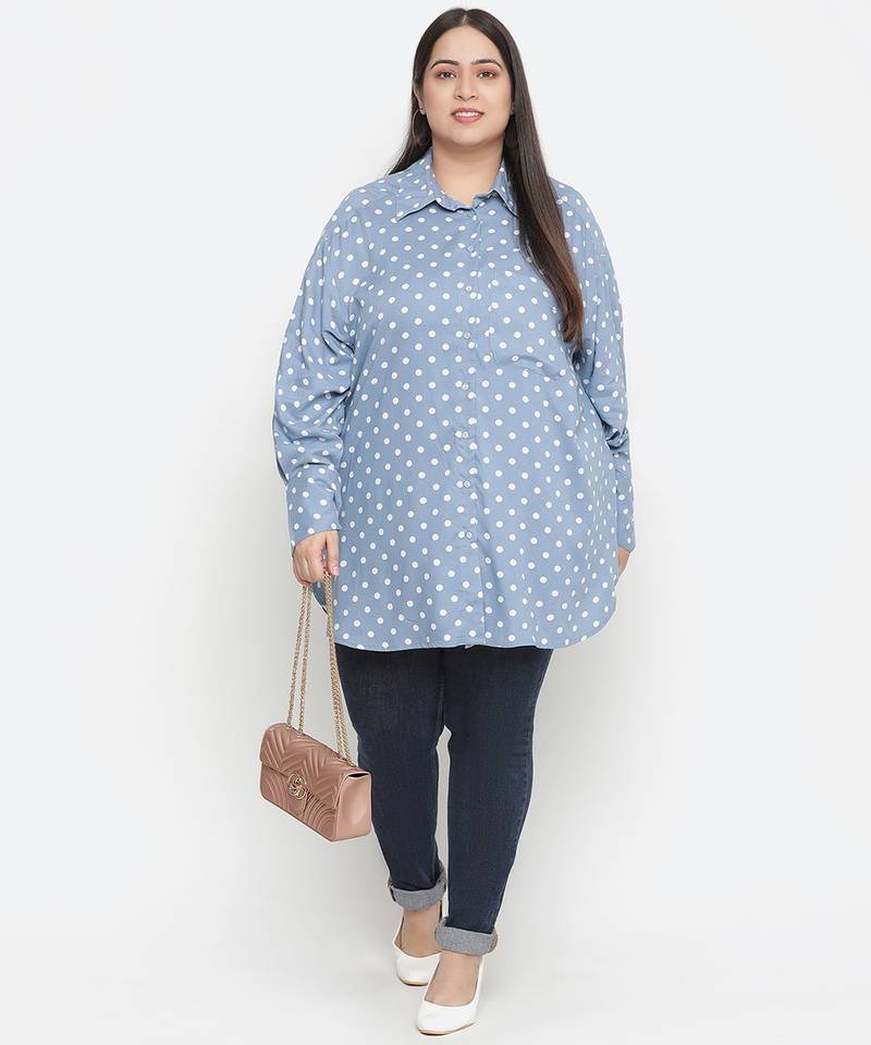 Fashable polka print women plus size shirt