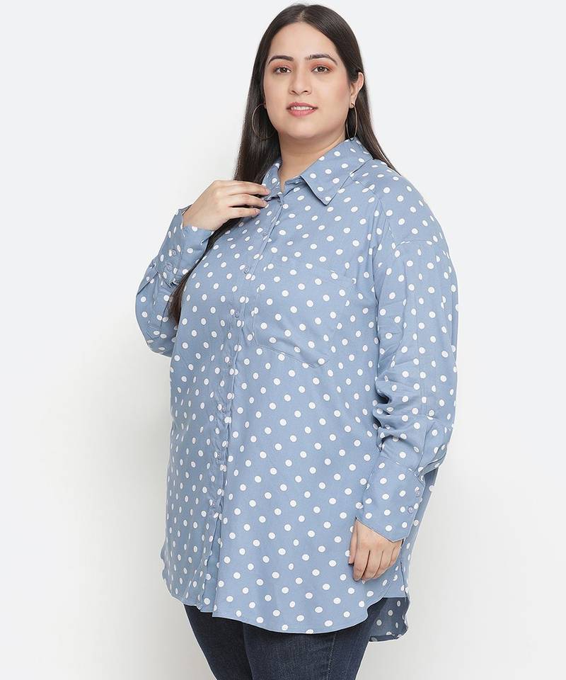 Fashable polka print women plus size shirt